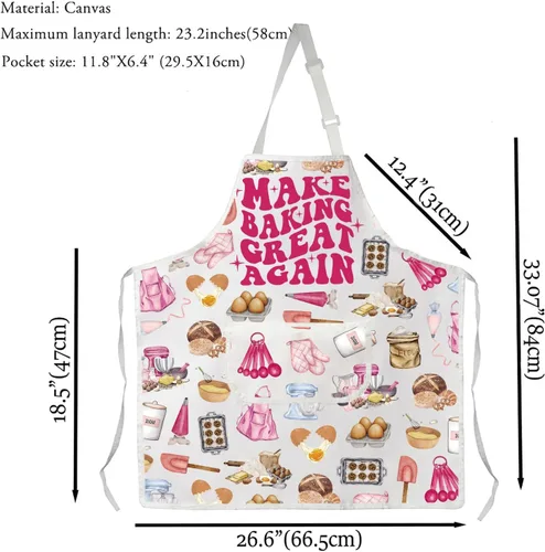 Vista 2 de VAMSII Regalo para amantes de la repostería, delantal para hornear con bolsillos, para cocinar, cocinero, regalo de cocina, delantal