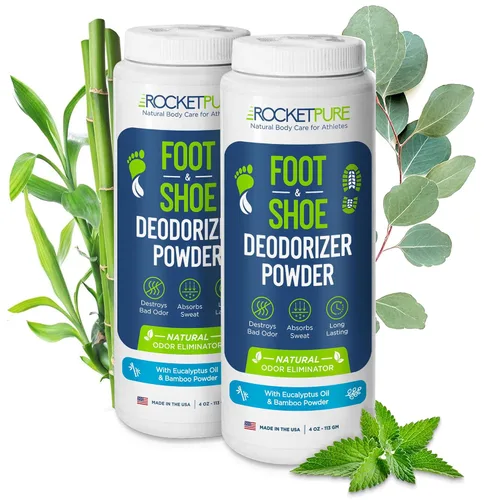 Vista 8 de Rocket Pure Desodorante natural para pies y zapatos en polvo, desodorante y eliminador de olores para hombres y mujeres, removedor de olores
