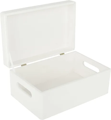 Vista 26 de Creative Deco Caja de almacenamiento grande de madera con tapa con bisagras 11.8 x 7.87 x 5.51 pulgadas (+-0.5) Caja de regalo sin acabar, lisa