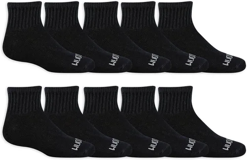 Vista 2 de Fruit of the Loom Paquete de 10 calcetines de tobillo de doble defensa para niños color negro talla de zapato para niños 6-75 10 pares paquete de 1