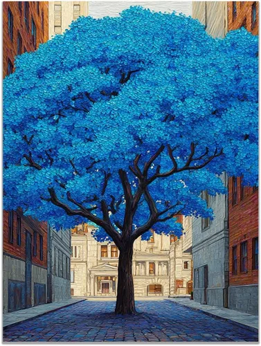 Vista 25 de VOCBAN Tree of Life Wall Art The Picture Artwork Canvas Prints Tree Pictures Poster Retro Artwork for Bedroom Living Room Home Decoration(blue blue