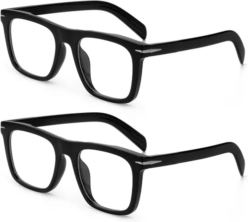 Vista 15 de Gafas de bloqueo de luz azul de moda con marco cuadrado para hombres y mujeres, gafas de computadora sin receta, 01 Negro