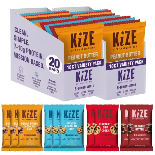 Vista 28 de KiZE Energy Bars - Barras energéticas de reemplazo de comidas con alto contenido de proteínas, a base de mantequilla de almendras, sin gluten, sin