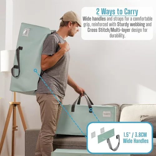 Vista 88 de VENO Paquete de 6 bolsas de mudanza resistentes con correas de mochila, cremalleras y asas, bolsas de embalaje extragrandes para artículos