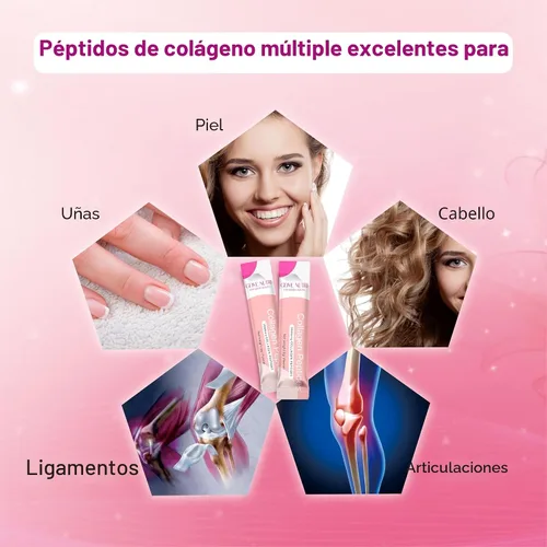 Vista 6 de Polvo de Péptidos de Colágeno Múltiple para Mujeres y Hombres - Tipo I, II, III, V, X - Péptidos de Colágeno Hidrolizados, Apoya la Piel