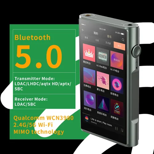 Vista 5 de SHANLING Reproductor de audio ultra digital M6, reproductor de MP3/MP4, contrata Bluetooth DAP, reproductor de música portátil, WiFi de 2.4G/5G