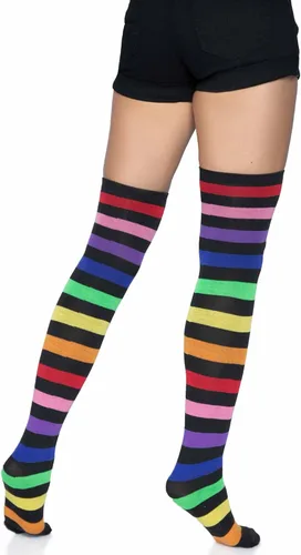 Vista 5 de Leg Avenue Women's Rainbow Pride Festival Thigh Highs Socks