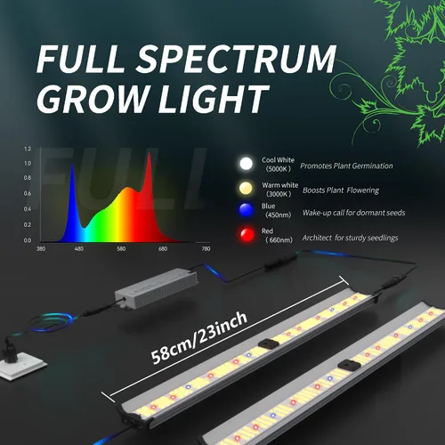 Vista 4 de FARMLITE Barras de luz de crecimiento de espectro completo debajo del dosel, lámparas de cultivo LED para plantas de interior, cadena de margaritas