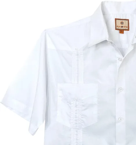 Vista 2 de SUNINCANS Camisa tradicional Guayabera con botones para hombre