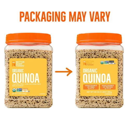 Vista 3 de BetterBody Foods Quínoa orgánica, vegana, sin gluten, reemplazo de arroz con bajo índice glucémico, 3 libras