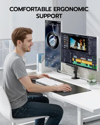 Vista 7 de ARES WING Soporte para Monitor Dual - Brazo de Monitor Ultraancho para Pantalla Curva de Servicio Pesado de 17 a 40 Pulgadas hasta 26.4 libras