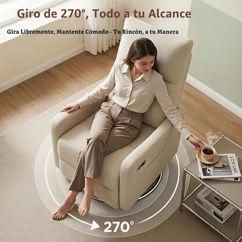 Vista 5 de Silla reclinable giratoria de potencia pequeña para guardería, sala de estar Beige