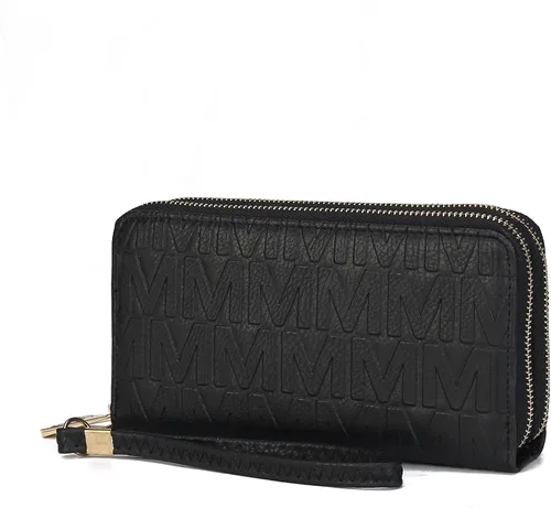 Vista 78 de MKF Collection Mia K - Cartera de pulsera para mujer, pequeña cartera de cuero vegano para tarjetas de crédito con cremallera y bolsillo