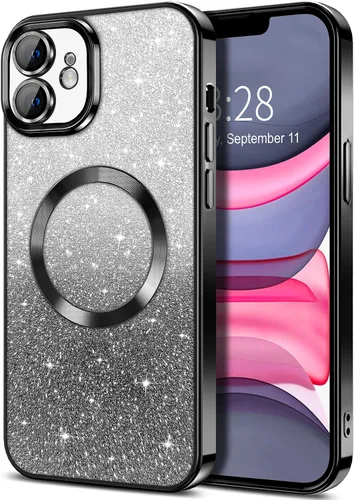 Vista 19 de Hython Funda para iPhone 13 Pro transparente con purpurina magnética [compatible con MagSafe] Protector completo de lente de cámara delgado