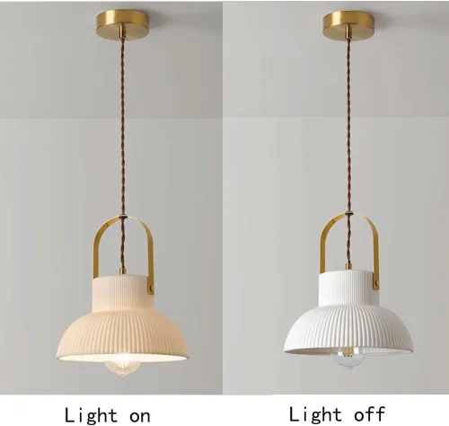 Vista 5 de Luces colgantes de isla de cocina de mediados de siglo, lámpara colgante de cerámica blanca nórdica, lámpara colgante de latón cepillado dorado