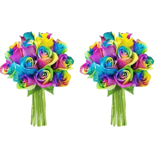 Vista 9 de KaBloom - Rosas arcoíris (media docena)- Flores frescas para cumpleaños, San Valentín y Día de la Madre