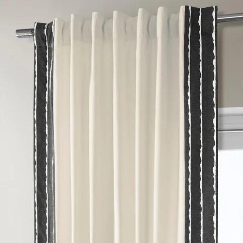 Vista 6 de HPD Half Price Drapes Cortinas de algodón sólido con bordes para dormitorio y sala de estar, 50 x 108, DTCC-SB220601-108 (1 panel) Sharkskin Black