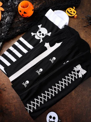 Vista 7 de Boao 4 pares de medias largas hasta el muslo por encima de la rodilla, calcetines de fiesta de cosplay