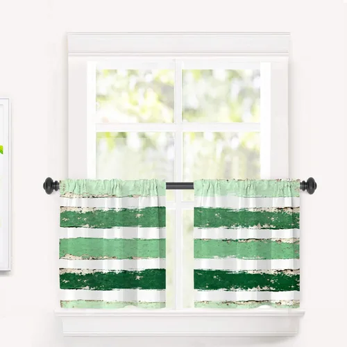 Vista 140 de Cortinas opacas de poliéster multicapa para cafetería, con diseño de diamantes, 2 unidades, 26 x 24 pulgadas