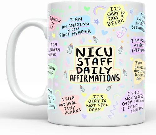 Vista 8 de YouNique Designs NICU - Taza de café portátil de 11 onzas, afirmaciones diarias, regalos de enfermera de la UCIN, taza de enfermera de cuidados