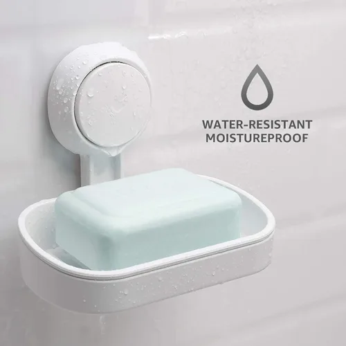 Vista 6 de LEVERLOC Jabonera para ducha, ventosa, para montar en la pared, sin perforación, autodrenante, extraíble, impermeable, fuerte, barra de succión al