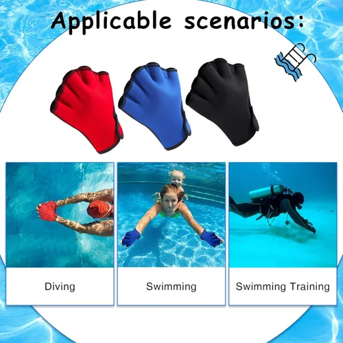 Vista 4 de 1 Pair Swimming Gloves Aquatic Swim Training Gloves Neoprene Webbed Gloves Fitness Water Resistance Glove for Men Women Children Unisex