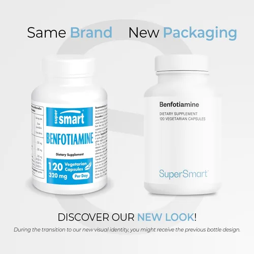 Vista 2 de Supersmart - Benfotiamina 320 mg por día (alta potencia) - Tiamina biodisponible - Suplemento de vitamina B1 Benfotiamina Sin OMG y sin gluten