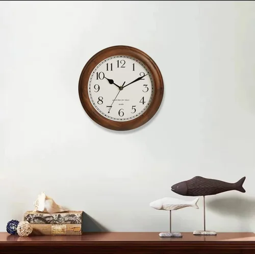 Vista 5 de Kesin Reloj de pared de madera con diseño retro, relojes de pared redondos de 11 pulgadas