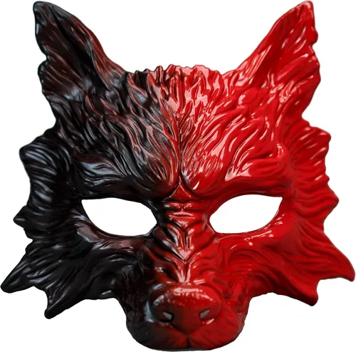 Vista 7 de Máscara de lobo de animales para mascarada, máscara de lobos, máscara de Halloween, cosplay, máscara de fiesta