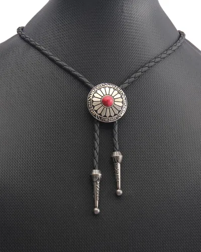 Vista 416 de Jeilwiy Corbata de bolo para hombre, corbata de vaquero occidental, collar de corbata de bolo dorado, corbata de cuero, corbata de Halloween