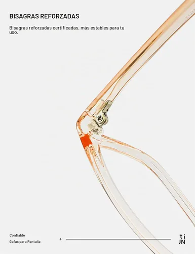 Vista 6 de TIJN Lentes de bloqueo de luz azul para hombres y mujeres, anteojos 00. Lente transparente/naranja