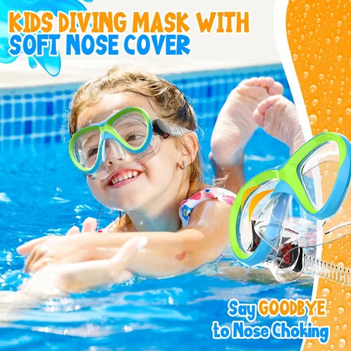 Vista 8 de Kids Snorkel Set, Dry Top Snorkeling Gear for Kids, Diving Mask for Youth Boys Girls Age 5-15, Tempered Glass Swimming Goggles Combo Set, Anti-Fog