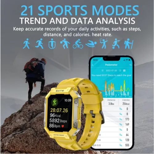 Vista 2 de Reloj inteligente para hombres/mujeres, monitor de fitness táctil HD de 1.92 pulgadas con frecuencia cardíaca 24/7 y monitor de sueño, impermeable