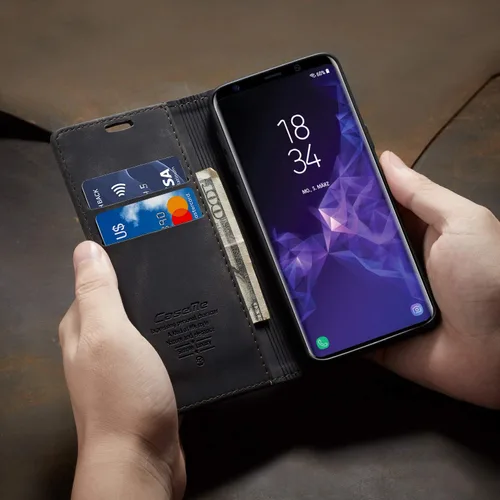 Vista 8 de Funda para Samsung Galaxy S9, Samsung Galaxy S9, funda tipo cartera, soporte magnético, funda protectora de piel retro con tapa para identificación