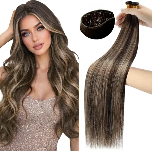 Vista 48 de Moresoo Extensiones de cabello humano real para coser, color negro natural