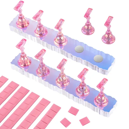 Vista 17 de Soporte de uñas para prensa, puntas de uñas magnéticas, soporte de uñas para pintar uñas, diseño de uñas postizas con masilla adhesiva reutilizable