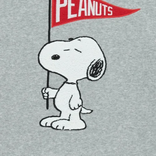Vista 5 de Peanuts Snoopy - Sudadera de moda para mujer, cuello redondo, con parche de chenilla y mangas bordadas, sudadera de Snoopy