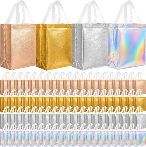 Vista 23 de Eccliy - 80 bolsas de regalo reutilizables, tamaño mediano, color negro