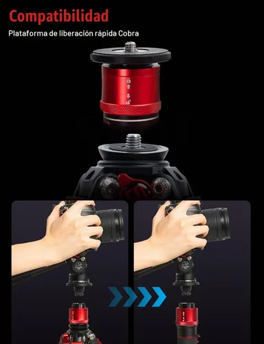 Vista 2 de IFOOTAGE Gazelle TA3B+Komodo K3 trípode de aluminio para cámara con cabezal fluido, trípode de viaje portátil, para fotografía profesional, creación