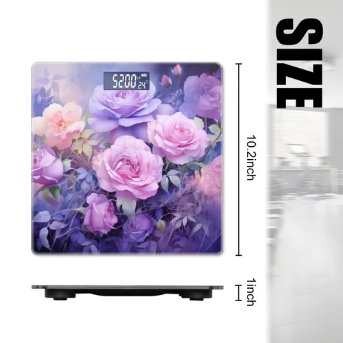 Vista 2 de Báscula digital para peso corporal Báscula de peso de baño de alta precisión de 400 libras con pantalla retroiluminada, báscula personalizada