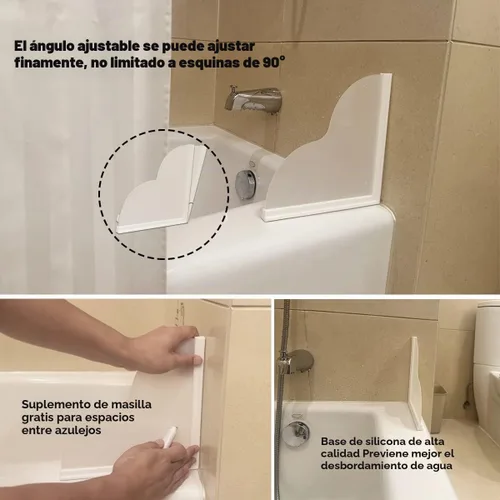 Vista 2 de Protector de salpicaduras de bañera extraíble, paquete de 2 protectores contra salpicaduras de agua para bañera, base de silicona y protectores