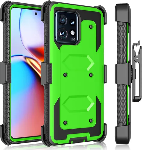 Vista 8 de Tekcoo Funda para Motorola Edge+ 2023 Edge 40 Pro X40 XT2301 - Clip de cinturón de bloqueo con función atril absorbente de golpes y cubierta