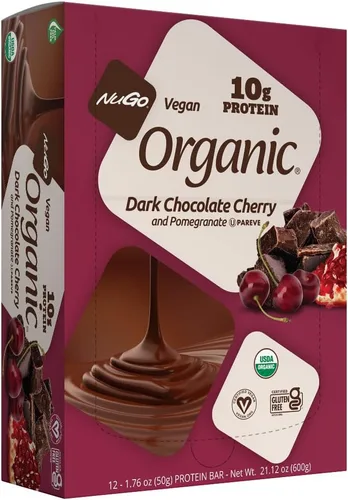 Vista 8 de NuGo Almendra de chocolate negro orgánico, 0.35 onzas de proteína vegana, sin gluten, 12