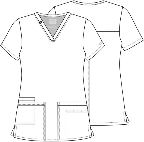 Vista 6 de Cherokee WW630 - Camiseta médica moderna y clásica con cuello en V para mujer, con 3 bolsillos, elástica en 2 direcciones, tela ultrasuave