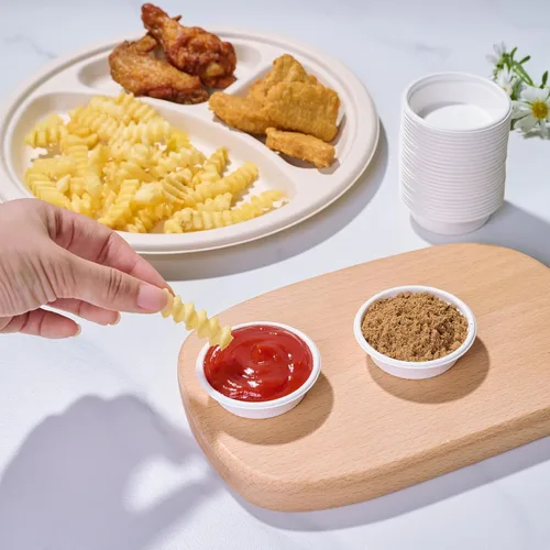 Vista 5 de ECOLipak - Vasos compostables para condimentos de 1 oz, paquete de 1000 tazas de porción de bagazo Biodegradable, adecuado para muestras