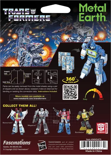 Vista 2 de Metal Earth Fascinations Transformers Soundwave Color 3D Kit de modelo de metal con pinzas