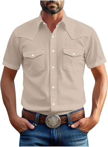 Vista 13 de Men's Short Sleeve Button Down Shirts Cargo Shirt Fashion Casual Summer Beach Shirts Business Work Basic Tee Tops