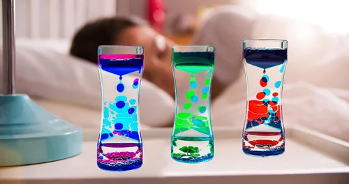 Vista 6 de Paquete de 6 burbujas de movimiento líquido para niños y adultos, paquete de 6 grandes burbujas líquidas, serie arcoíris, temporizador, sensorial