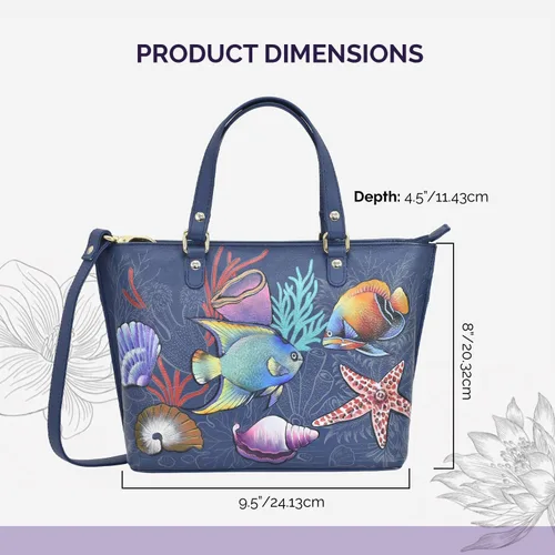 Vista 9 de Anuschka Bolso mediano de cuero genuino pintado a mano original para mujer