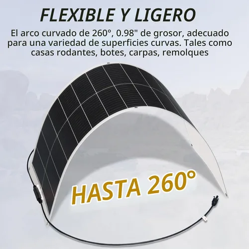 Vista 4 de XINPUGUANG Kit de panel solar flexible de 100 W, sistema de 12 V fuera de la red para barco RV Celda monocristalina de alta eficiencia, ligera